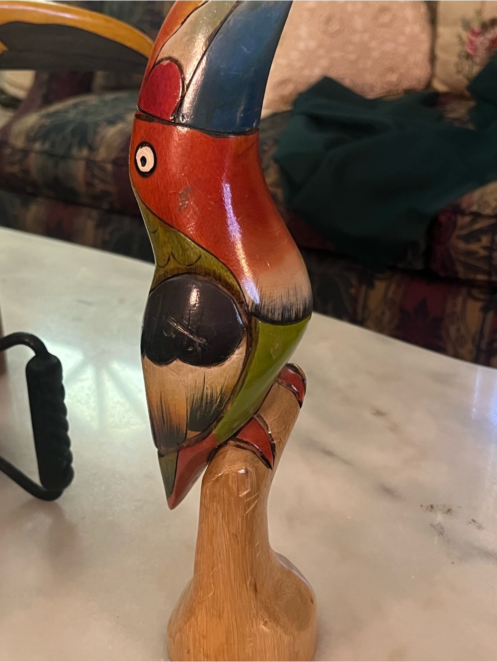 Hand-Painted Wooden Parrot Décor - Multicolor